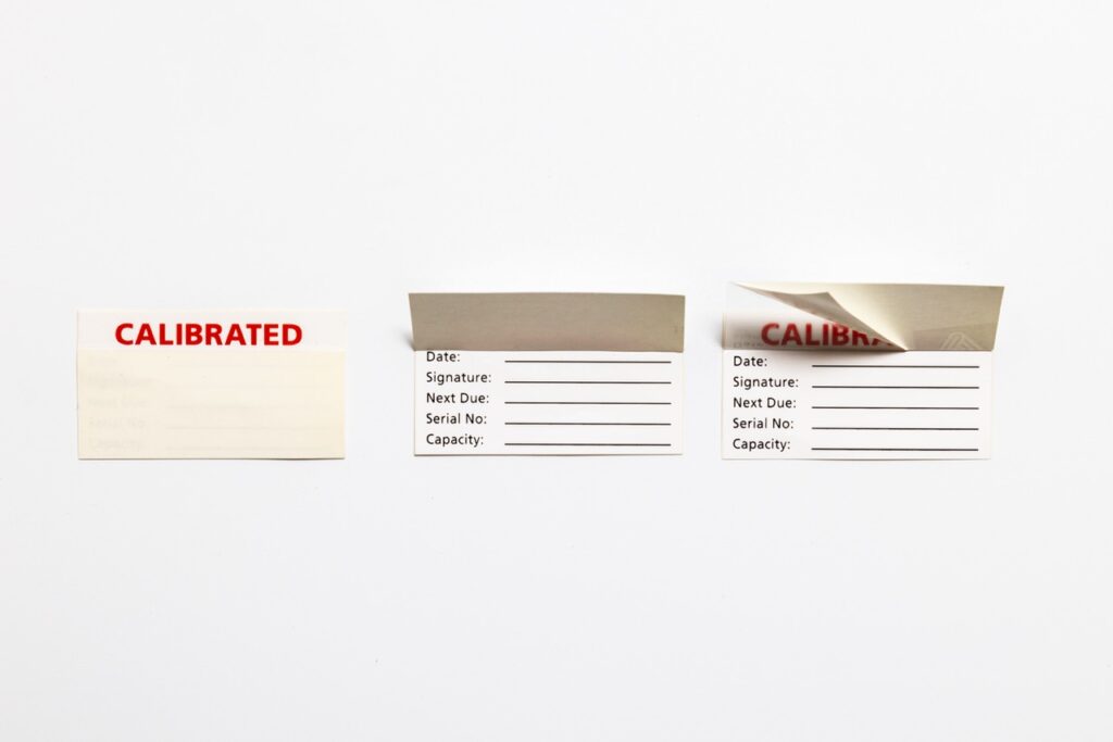 custom, waterproof and adhesive Testing and calibration labels